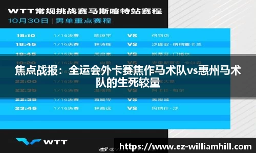 焦点战报：全运会外卡赛焦作马术队vs惠州马术队的生死较量